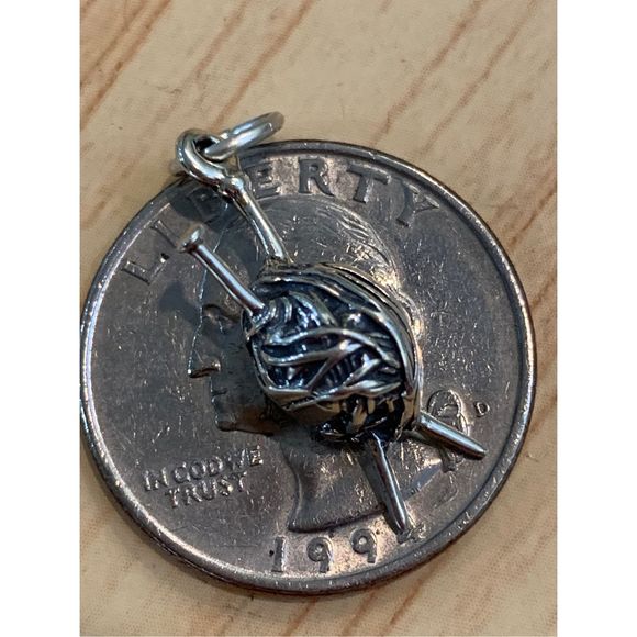 Yarn Knitting Sterling Silver Jewelry Charm #hobby - Picture 2 of 3